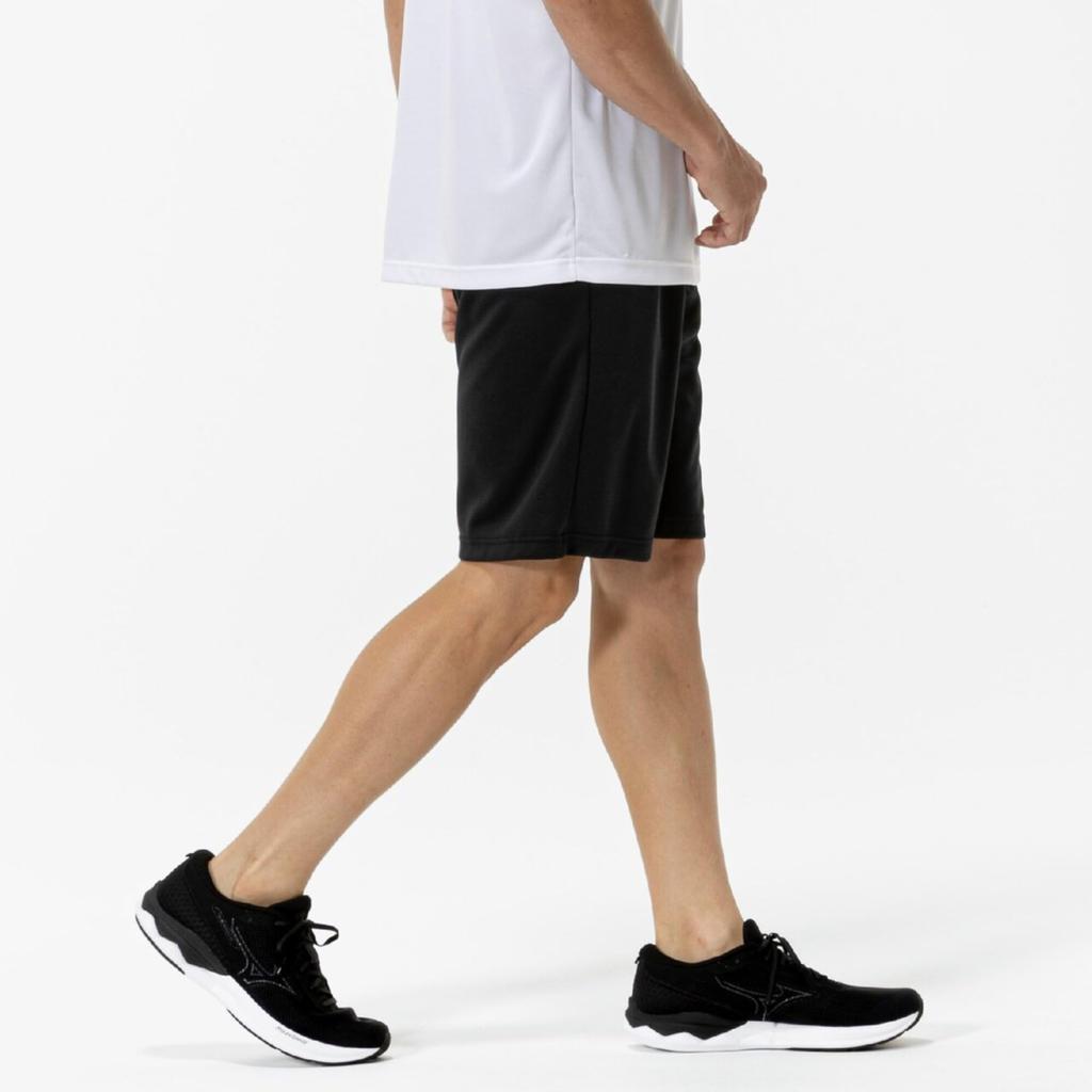 Mizuno Training Wear Navidry Knit Current Model L Shorts, Shorts, Sweat-Absorbent, Quick-Drying, UV, UPF15, (32MDC190), Men's, Black/Silver,