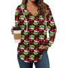 Women's Fashion Hoodies V Neck Long Sleeve Christmas Printed Drawstring Casual Loose Pullover Tops