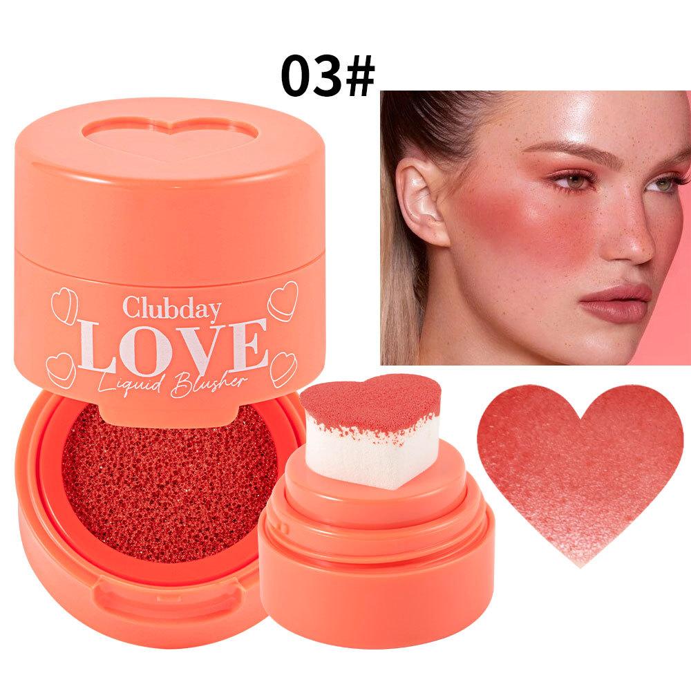 Clubday Love Liquid Blusher Heart Stamp Cushion Blush Natural 3D Nude Contour Sun-Kissed Face Rouge Long-Lasting Waterproof Makeup Cosmetics