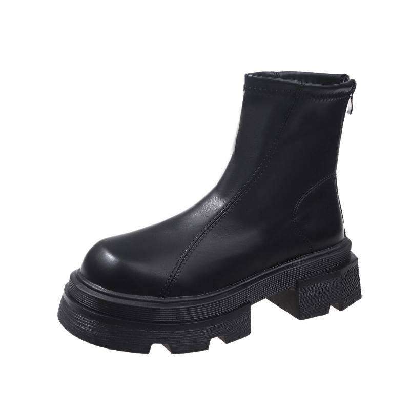 Mode Herbst Winter Damen Chelsea Boots Elegant Dicke Absätze Elastische Schlanke Schuhe Modern Kurze Stiefel Für Damen