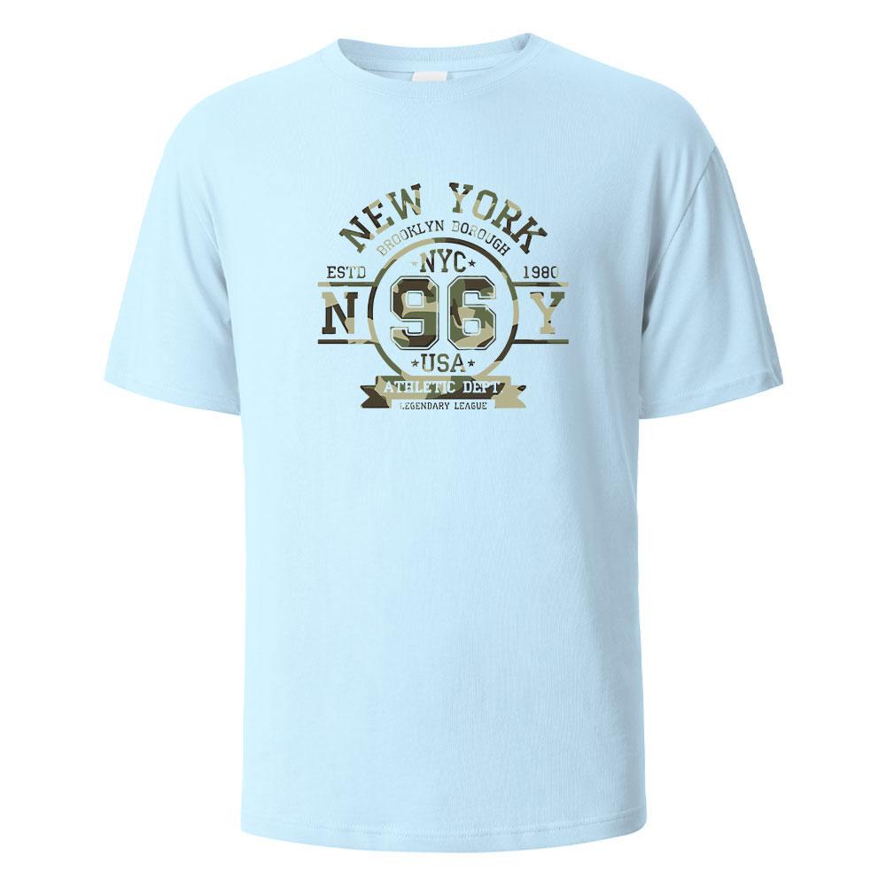 New York 96 Streetwear Basic Lustiges T-Shirt Für Männer Mode Lässig 100% Baumwolle Kleidung Rundhals Atmungsaktives T-Shirt Hip Hop T-Shirts