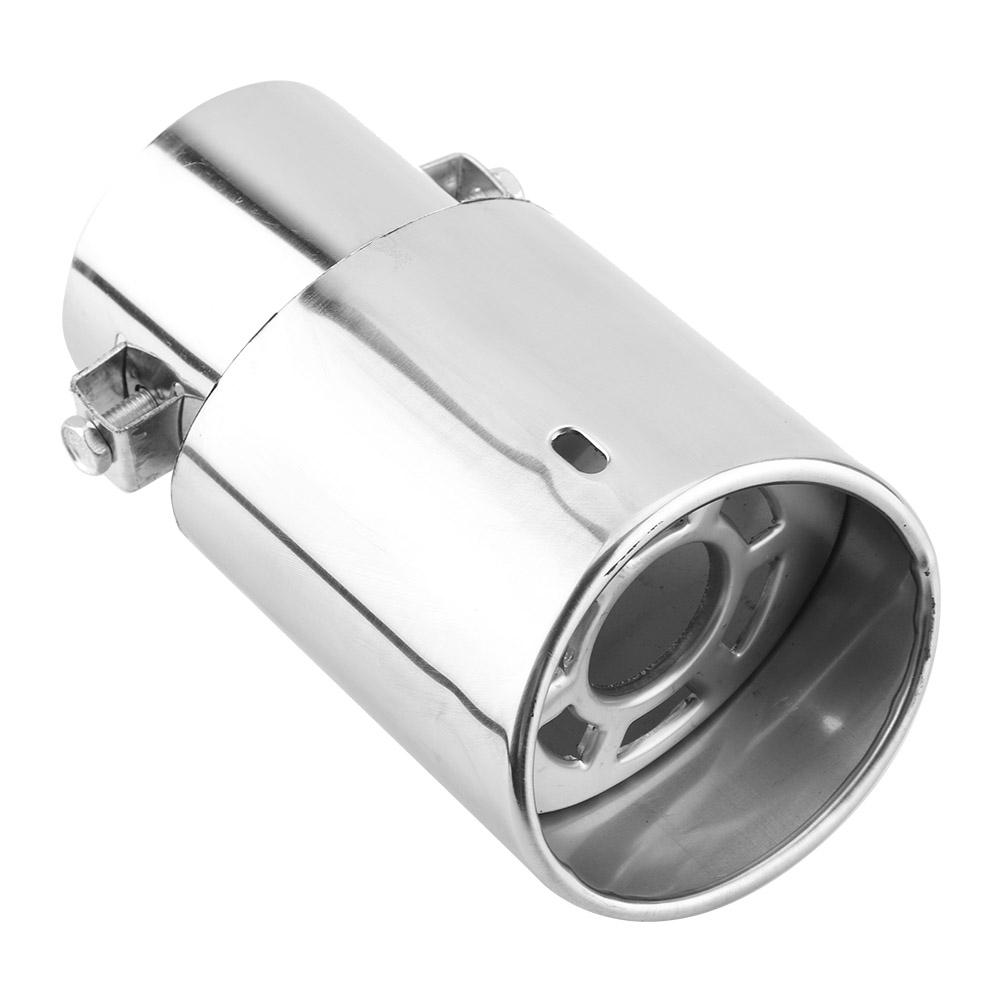 Blank Sølv Rustfritt Stål Universalt Bil Rett Eksosrør Bakre Lyddemper Tips Hale Hals