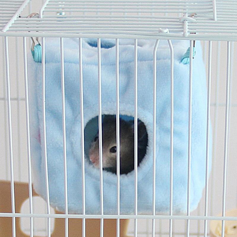 Hamster Bed Cube Hamster House with Dangling Rings Soft Hamster Cage Funny Pet Supplies for Chinchillas Gerbils Mice Hedgehog