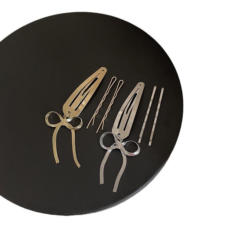 Metall Schleifenanhänger Haarnadel Set Damen Nische Vielseitiges Temperament Bb Clip Pony Clip Seitenclip