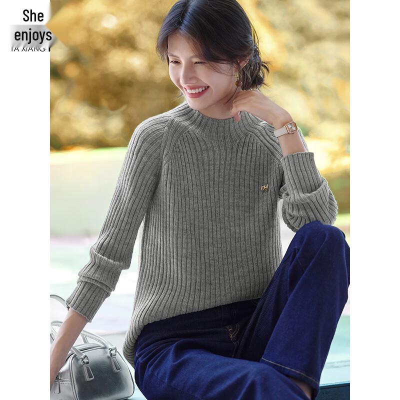 

Women s Semi-High Neck Wool Blend Knit Sweater XL