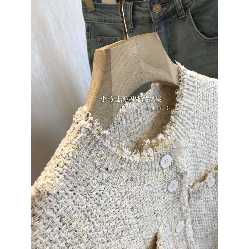 

Выходи!! более 3500 на шкафу, Изысканный Классический Стиль Тяжелой Промышленности Арабесковая Ткань Шелк Лен Вязаный Кардиган Верхняя Одежда Женская Rice with flower S