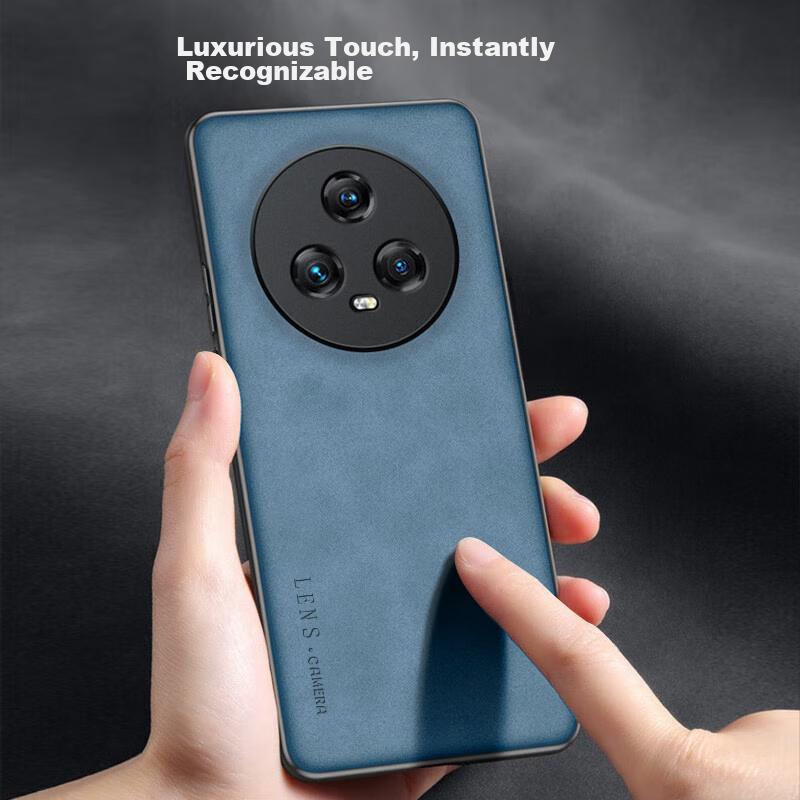 Honor Magic5 Phone Case Magic5 Lens Fully Wrapped Silicone Soft Edge Anti-fall Ultra-thin Simple and Stylish Leather Pattern Case Menn Elegant Gray