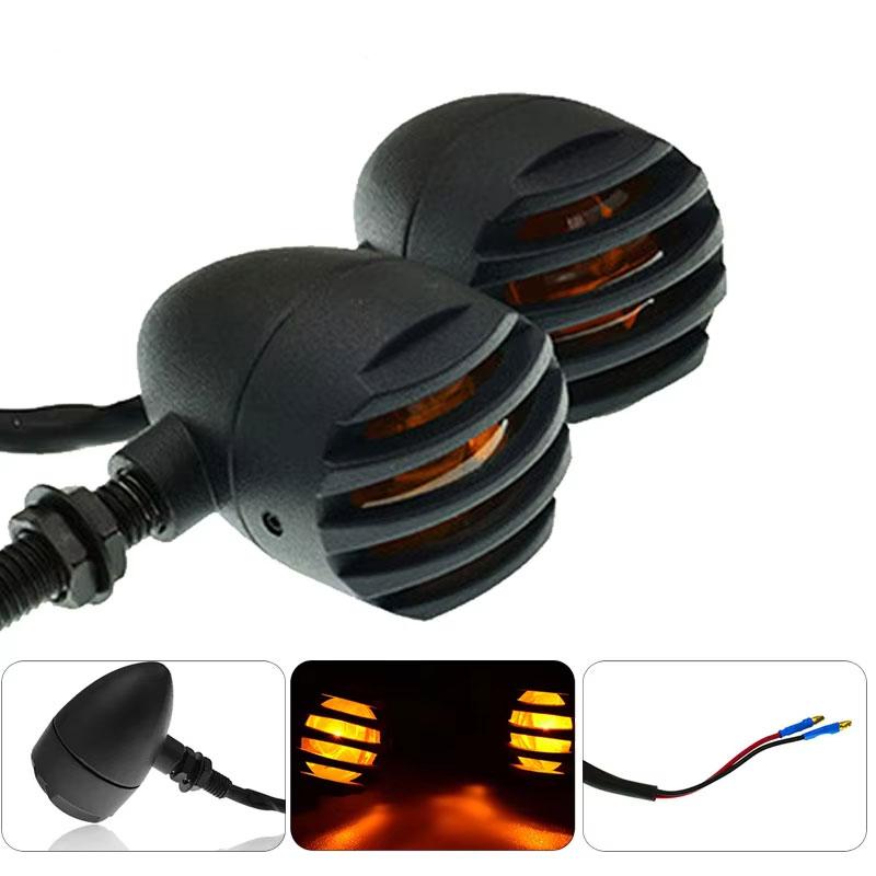 12V Turn Signal Light Bullet Vintage Motorcycle Flashing Light LED Sequential Flowing Flashing Lamp For Yamaha Suzuki 2Pcs