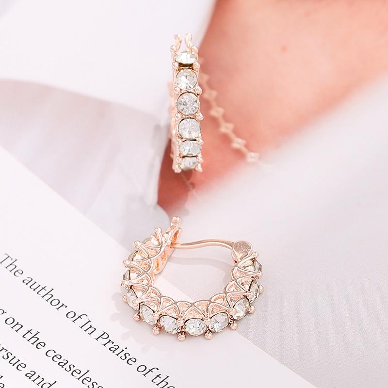 

Модные серьги в стиле инс женские французские серьги-кружева с полным цирконом U-образные серьги розового золота