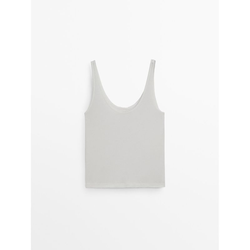 Za2024 Spring-Summer New Type Women's Clothing Gray U-Collar Tank Top Sleeveless T-shirt Tops 06202755 802