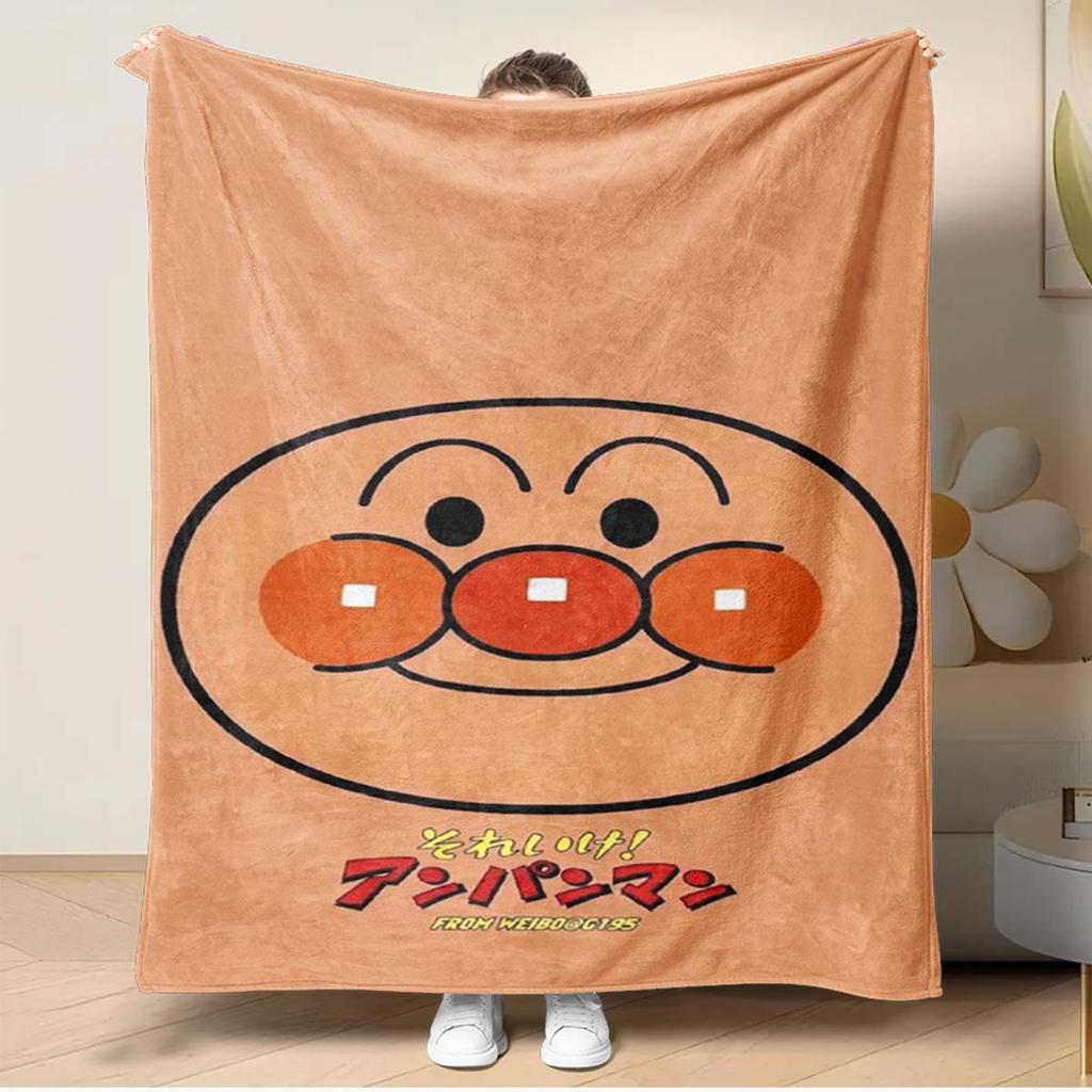 Kawaii Anpanman Printed Throw Blanket Soft Comfortable Warm Blanket For Kids Nursery Bedroom Living Room Office Travel Camping