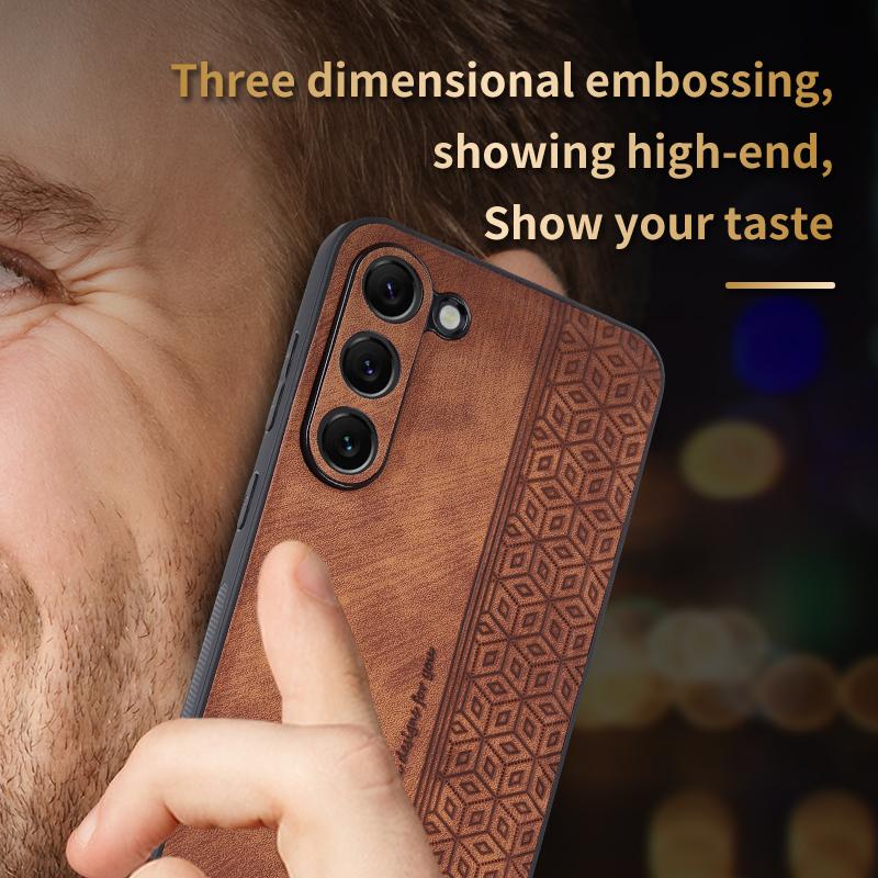 AZNS For Samsung Galaxy S24 Case Imprinted PU Leather+TPU Shock Absorbing Smartphone Shell