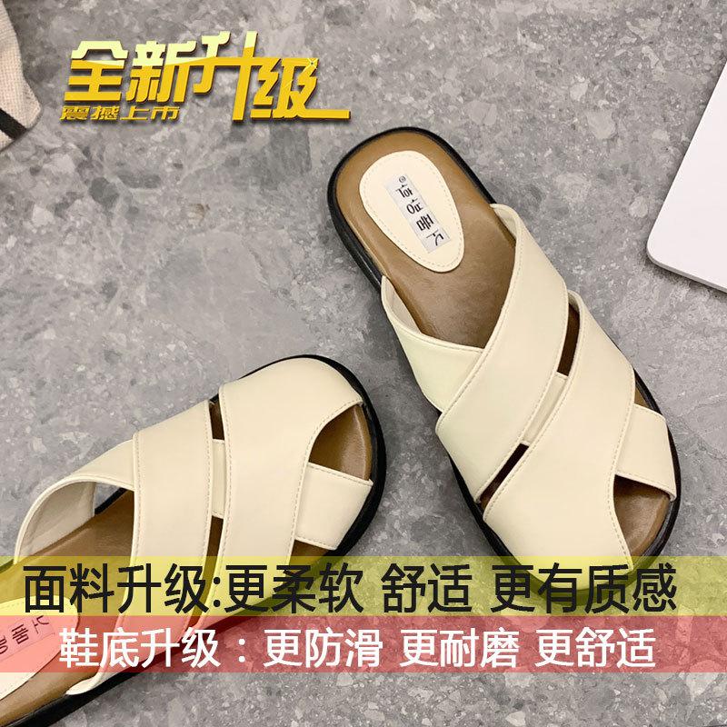 

Retro woven hollowed-out one-pedal lazy drag women wear 2025 spring and summer new fashion bag head slippers 35