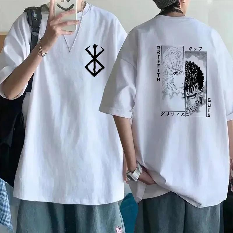 Plus Size Japanese Anime Harajuku Berserk Guts Eyes Print Funny T Shirt Graphic T-shirt Manga Streetwear Tshirt Top Hip Hop Tees