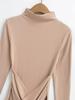 European-Style High Neck Long Sleeve Fleece Dress - Pleated Hot Girl Hip Wrap Skirt