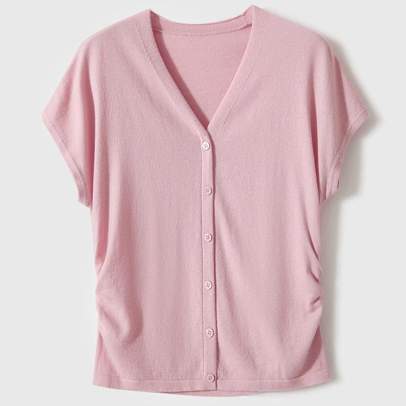 Women Sweaters Pullovers 2025 Summer Short Sleeve V-Neck Black White Knitted Sweater Women Tops Pullover JJ199