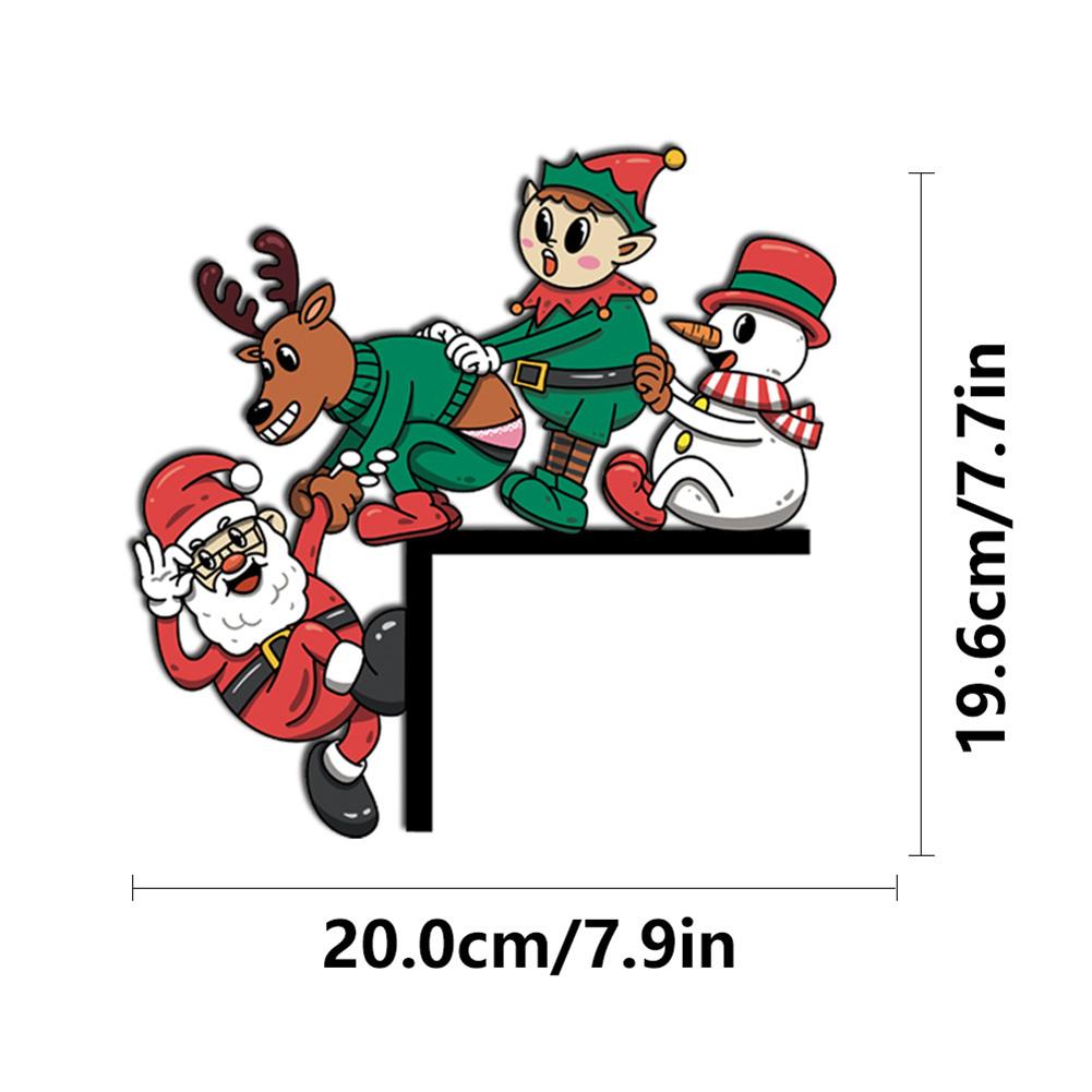 Christmas Door Frame Decor Sticker Snowman &Santa Claus Wooden Door Corner Decor Creative Funny Wall Art For Living Room Bedroom