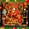 Static Cling Glass Stickers 2027 Red Golden Sheep Window Cling, Electrostatic Sticker with Cornucopia, PVC Waterproof Gold Holiday Decorations