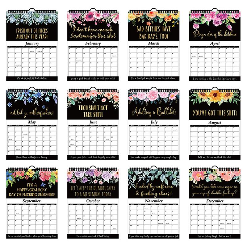 2026 Wall Calendar For Tired- Women Funny 2026 Calendar Monthly Calendar With Hook White Elephant Gag Gift For Women