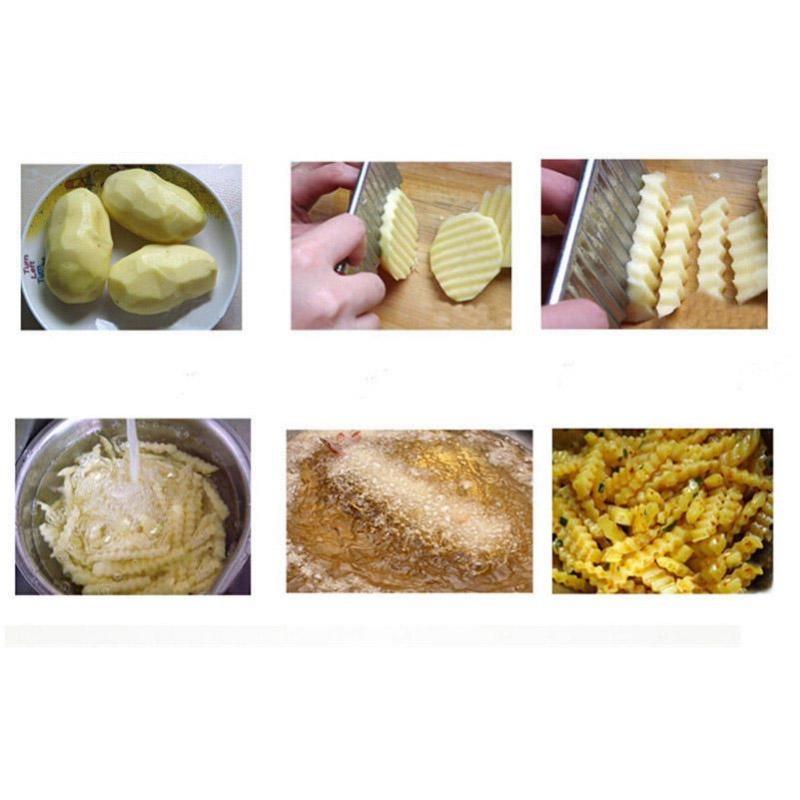 1Pc Vegetable Cutter Stainless Steel Potato Wavy Edged Cutter Knife Gadget Potato Cutter