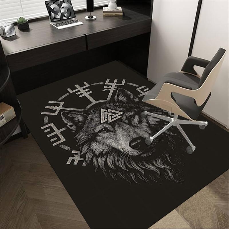 

1PC Wolf Norse Non-Slip Floor Carpet Compatible for Office&Living Room&Dining room - Flat-Weave Machine- Soft & Pattern-E248 60cm by 90cm