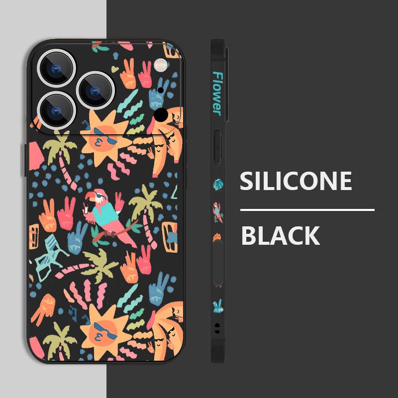 For iPhone 17 Pro Max Case Colorful Cartoon Pattern Soft Silicone Lanyard Cover For iPhone 16 Pro Max Cover iPhone 15 14 13 12 11 16E Air