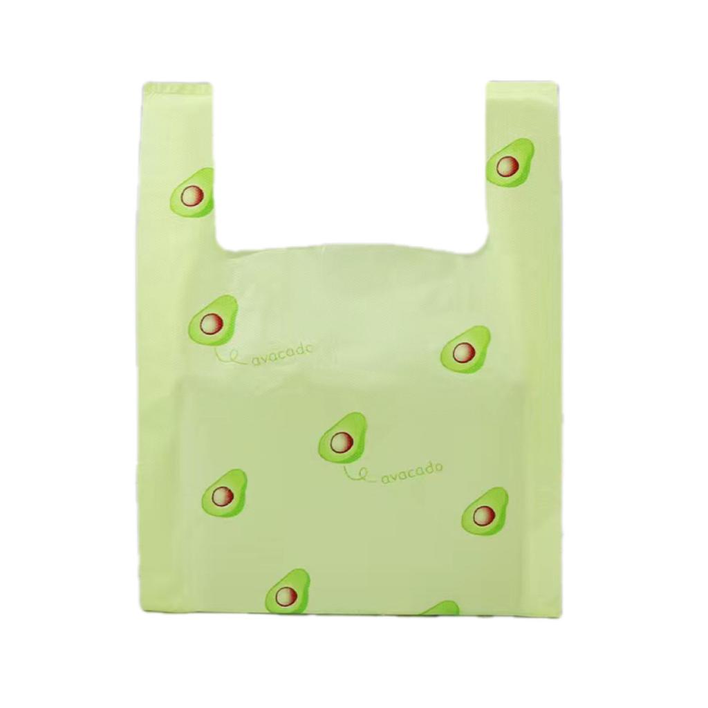 50Pcs Plastic Tote Bag Cute Fruit Vest Bag Tote Takeout Doggy Bag Cute Shopping Bag with Handle