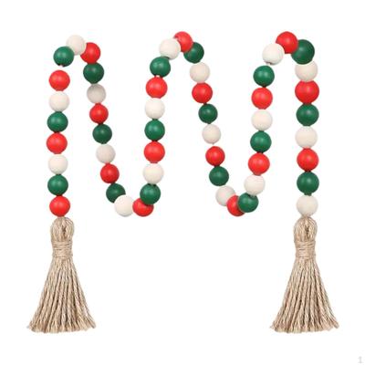 Holzperlen-Girlande mit Quasten Weihnachts-Etageren-Dekor Wandbehang Akzent