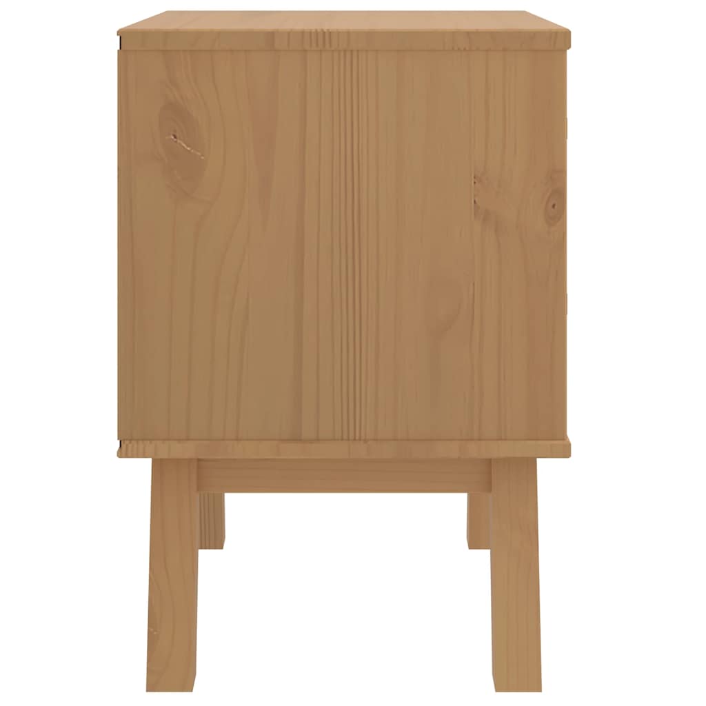 OLDEN Nightstand White and Brown Solid Pine Wood