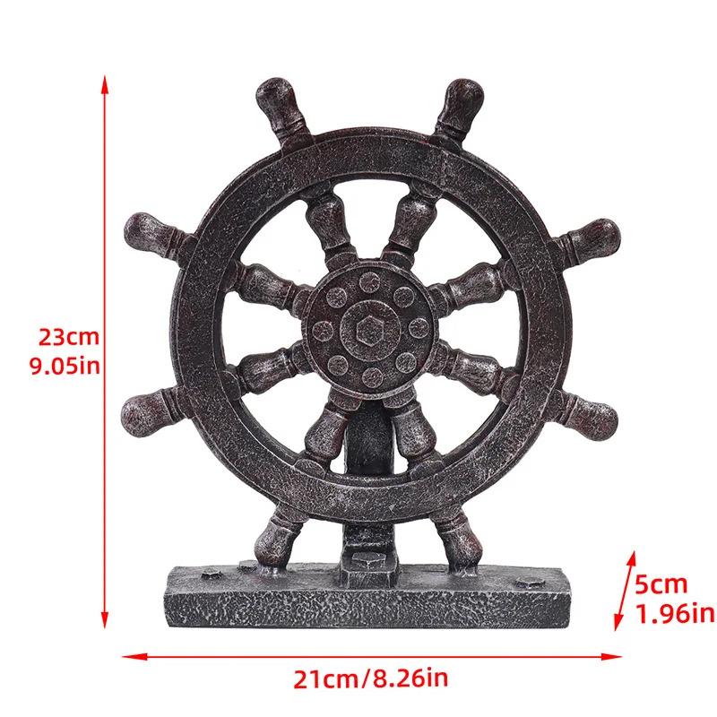 Vintage Style Resin Decorations of Ship Anchors and Wheels, Artistic Craft for Home Decor, Bar, or Coffee Shop Display