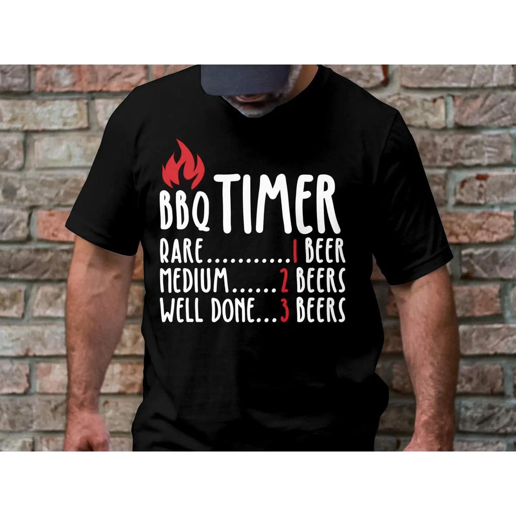 Bbq Timer T Shirt Funny Grilling For Beer Lovers Vintage Graphic Stylish Fashion Slightly Versatile Breathable Casual