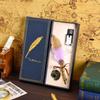 Blue Box Platinum Gemstone Feather Pen Set, Gift, Gift Box, Office Signature Writing, Retro European Style