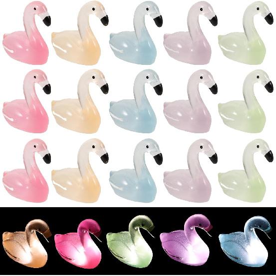 

30Pcs Miniature Statue Flamingo Ornaments Figure: Glow in The Dark Mini Flamingo Mini Resin Animals for Fairy Garden Micro Aquarium Landscape