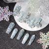 Handmade Press-On Nails In Soft Blue With Snowflake Rhinestone Design Long Wearable Nail Tips Women