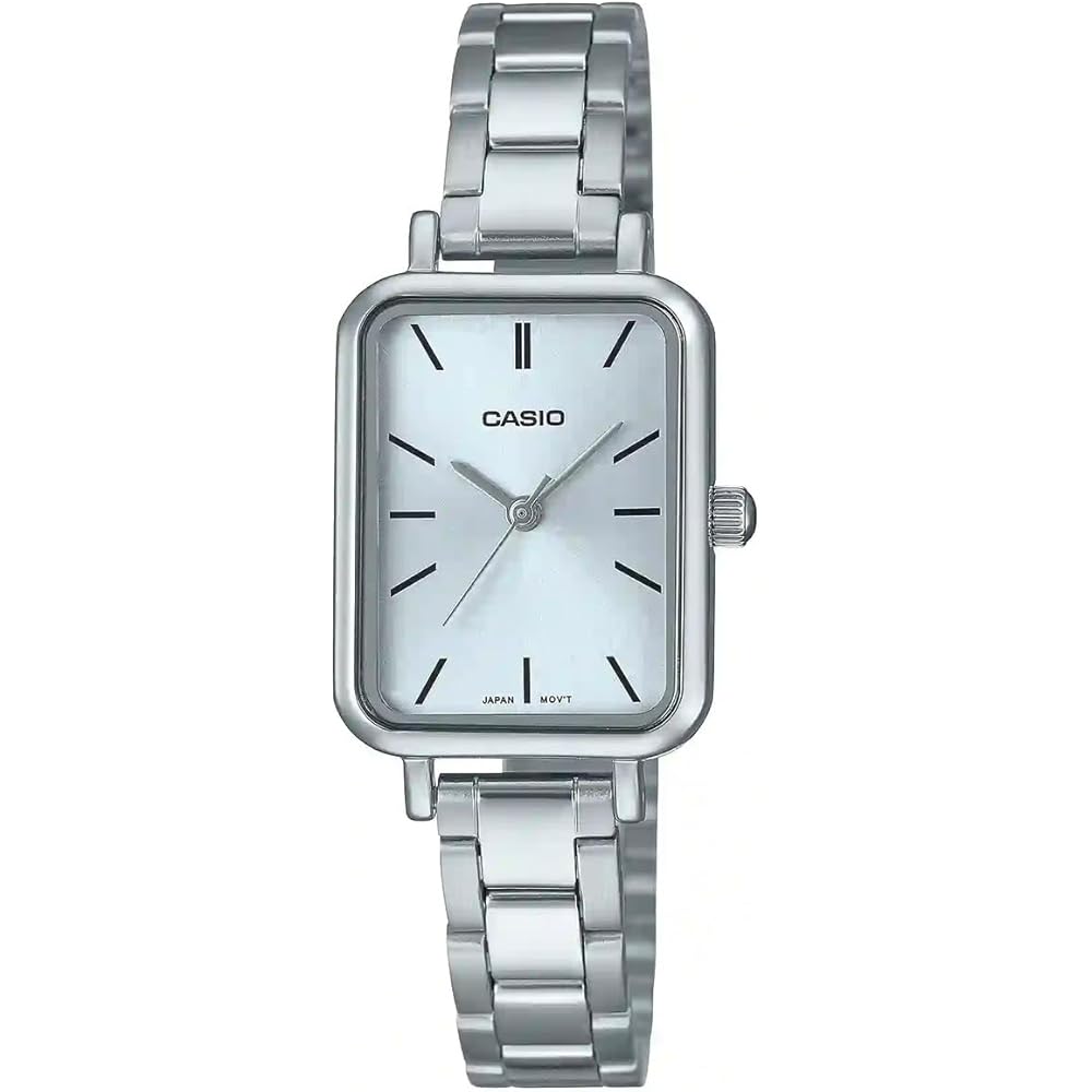 Casio LTP-V009D-2E Women s Rectangular Stainless Steel Dress Watch Blue Dial Casual Black