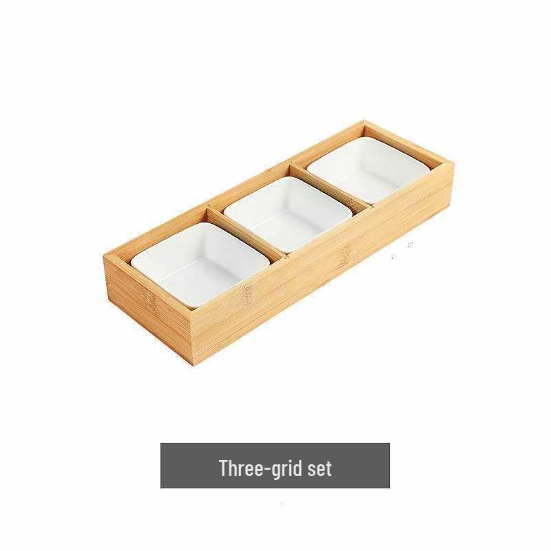 Wooden Multi-Compartment Tea Tray & Snack Plate