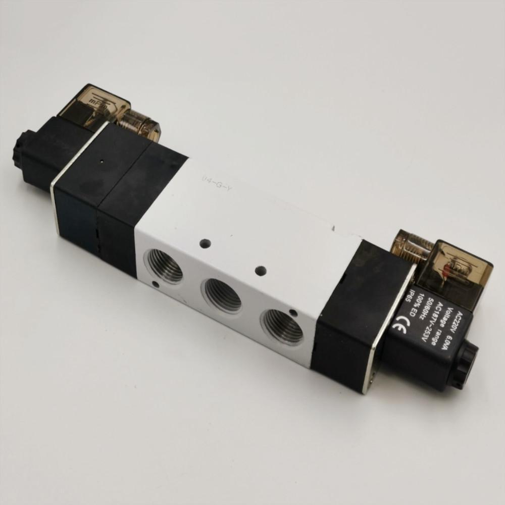 1Pcs 4V430C-15 5Ports 3Position Dual Solenoid Pneumatic Air Valve 1/2" BSPT