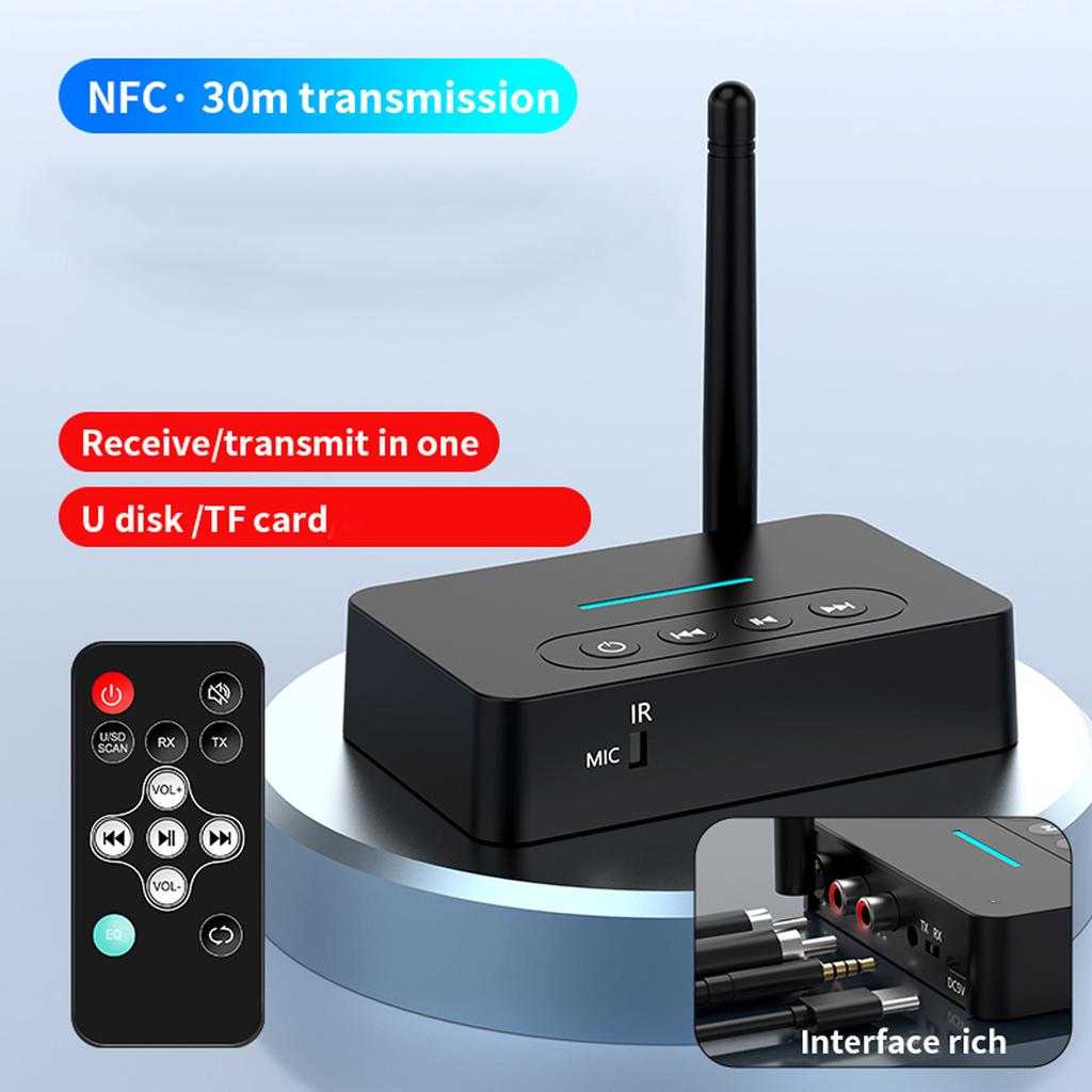 Bluetooth HiFi Sound Adapter Bluetooth 5.1 Sound Receiver Transmitter 500mAh Lithium Battery 2 In 1 with Remote for Car Stereo
