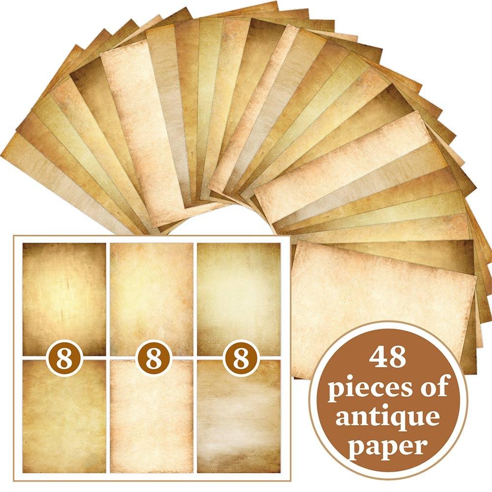 48PCS A4 Writing Paper Brown Decorative Material Paper Retro Letter Paper Scrapbook