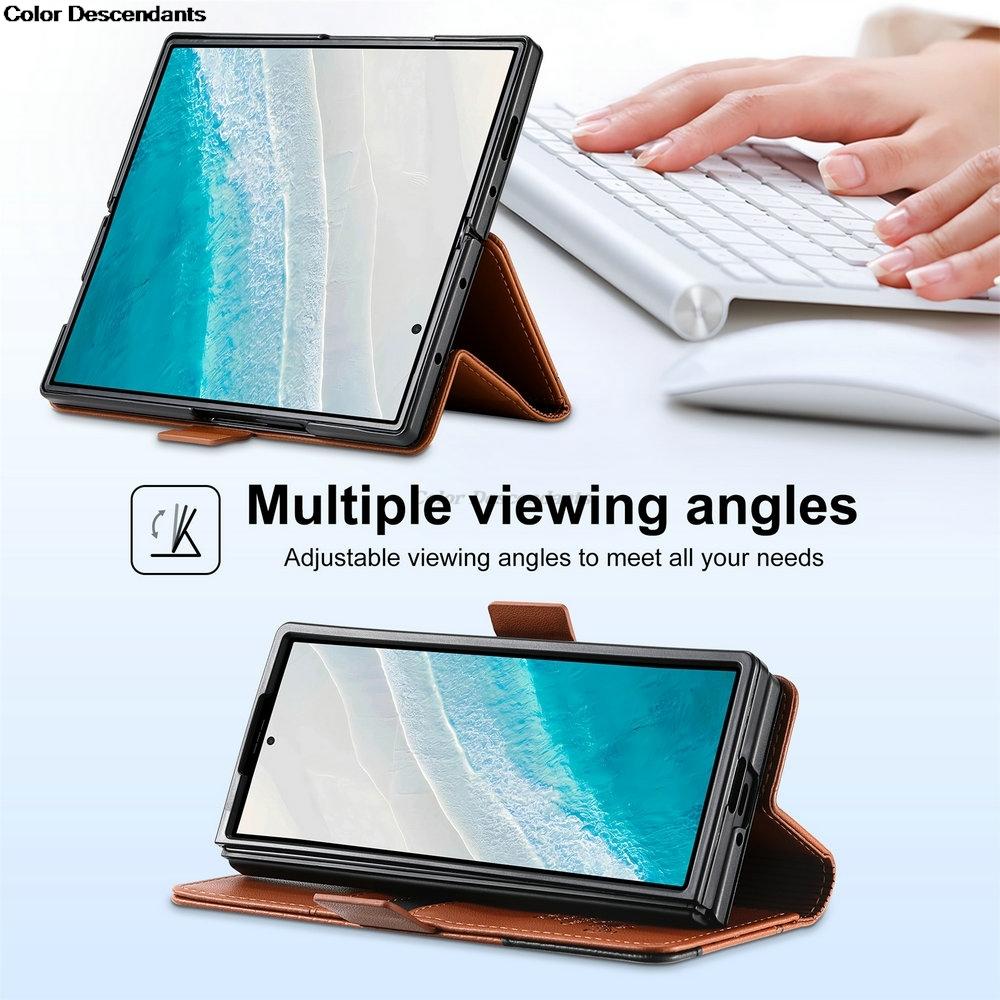 Luxury Leather Phone Case for Samsung Galaxy Z Fold 7 Fold6 3 4 5 6 5G 2025 Magnetic Flip Book Business RFID Wallet Cover