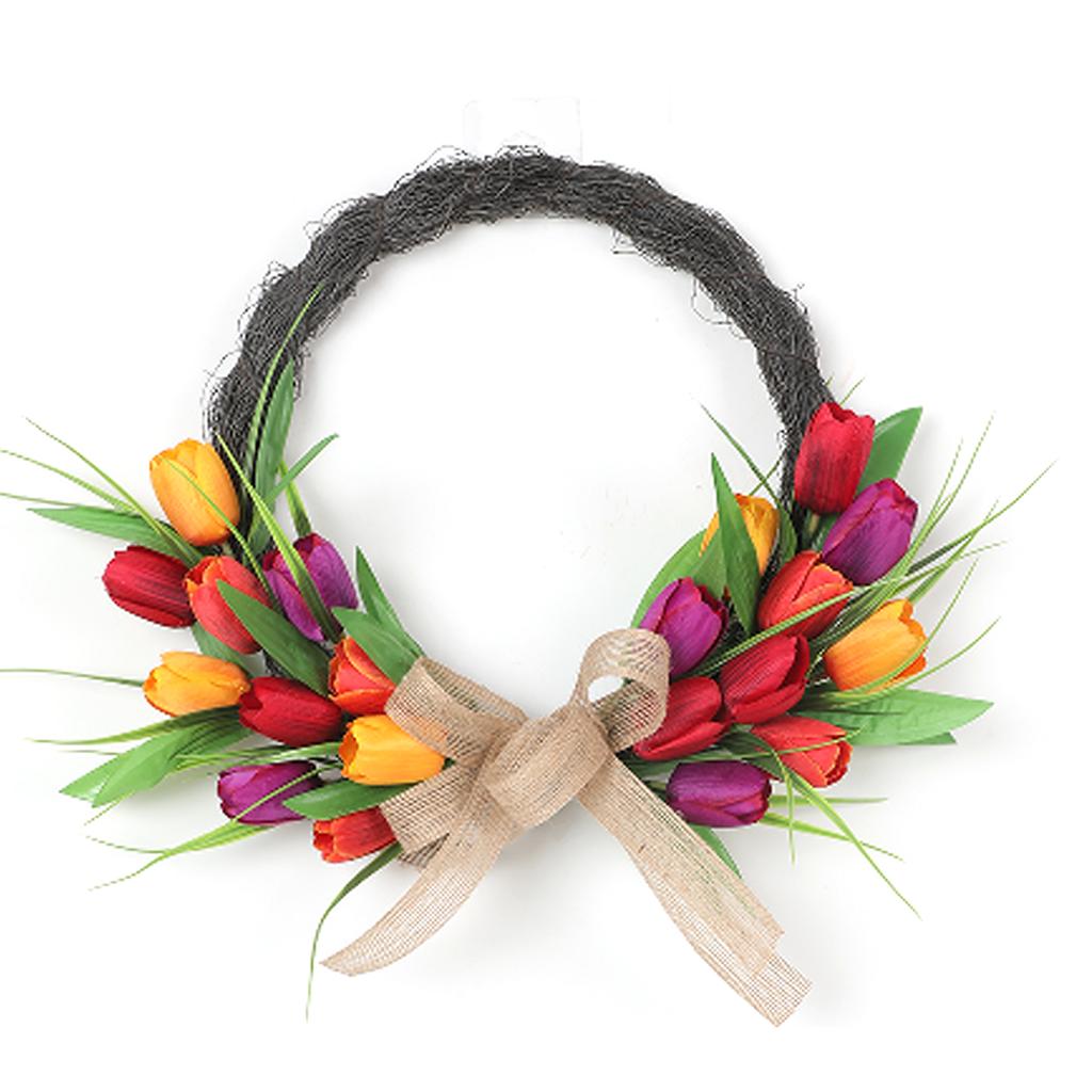 Artificial Flower Wreath 40cm Spring   Wreath Front Door Decoration for Indoor Outdoor