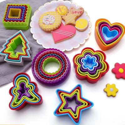 Plastic Biscuit Mold Color Size Set Baking Tool Heart Shaped Cookie Fruit Sparse Pressing Cutting Gingerbread Man Christmas Tree