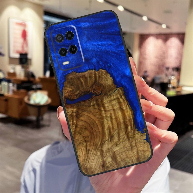 Resin Wood Case For Oppo A40 A60 A80 A18 A38 A58 A78 A98 A16 A76 A96 A15 A17 A77 A74 A94 A54 A57S Cover