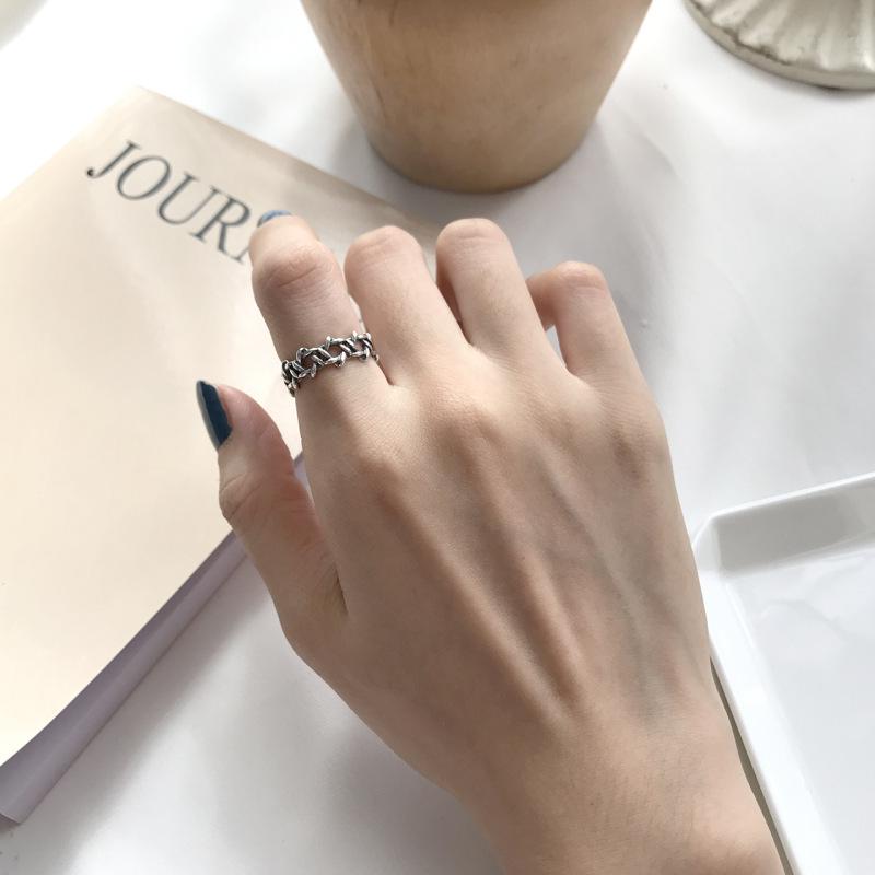 Trendy Hexagram Star Silver Ring: Adjustable S925 Sterling for Women