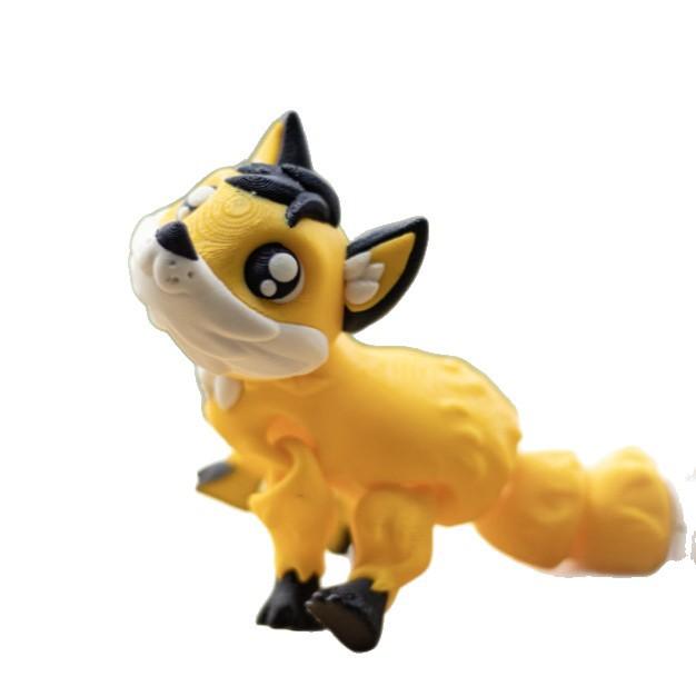 

3D Printed Fox Model Toy Ornament Multi-Coloured Articulated Movable Animal Toy Creative Home Desk Decoration Kids Birthday Gift 10cm