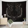 Black Creative Fierce Lion Tiger Wildlife Tapestry Polyester Wall Curtain Background Bedroom Dormitory Decoration Tapestry
