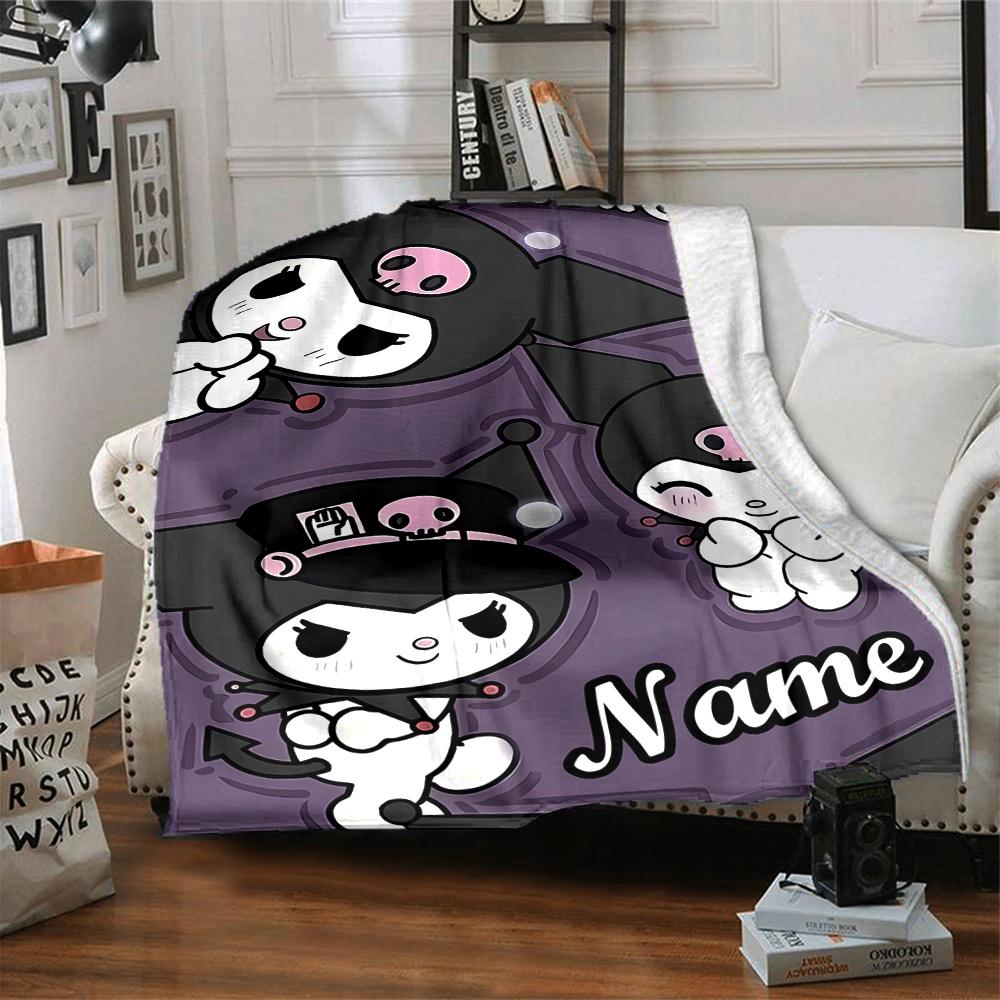 Customizable Kuromi8 Throw Blanket – Personalized Name, All-Season Cozy Snug Blanket, Machine Washable, Personalized Blanket