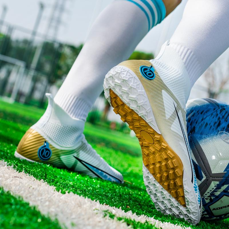 Men's Large Size High-top Football Shoes Long Nail Anti-slip TPR Artificial Lawn Children Football Boots