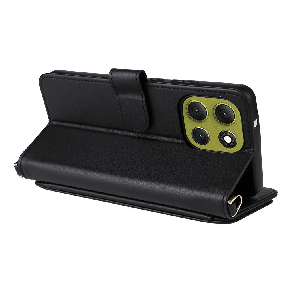 For Motorola Moto G86 Power 5G Case with Shoulder/Wrist Strap Leather Phone Cover Stand Wallet