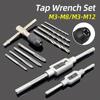 Adjustable M3-M12 T-Handle Ratchet Tap Holder Wrench Tap Wrench Drill Set Hand Tapping Tools Screw Thread Tap Drill Bit